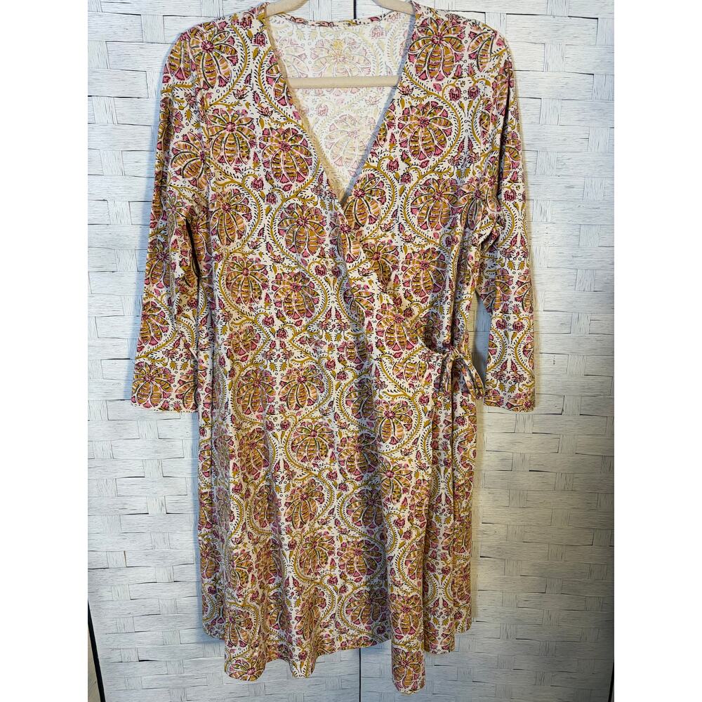 Spartina 449 womens wrap dress paisley floral faux V-neckline feminine soft - Picture 2 of 14